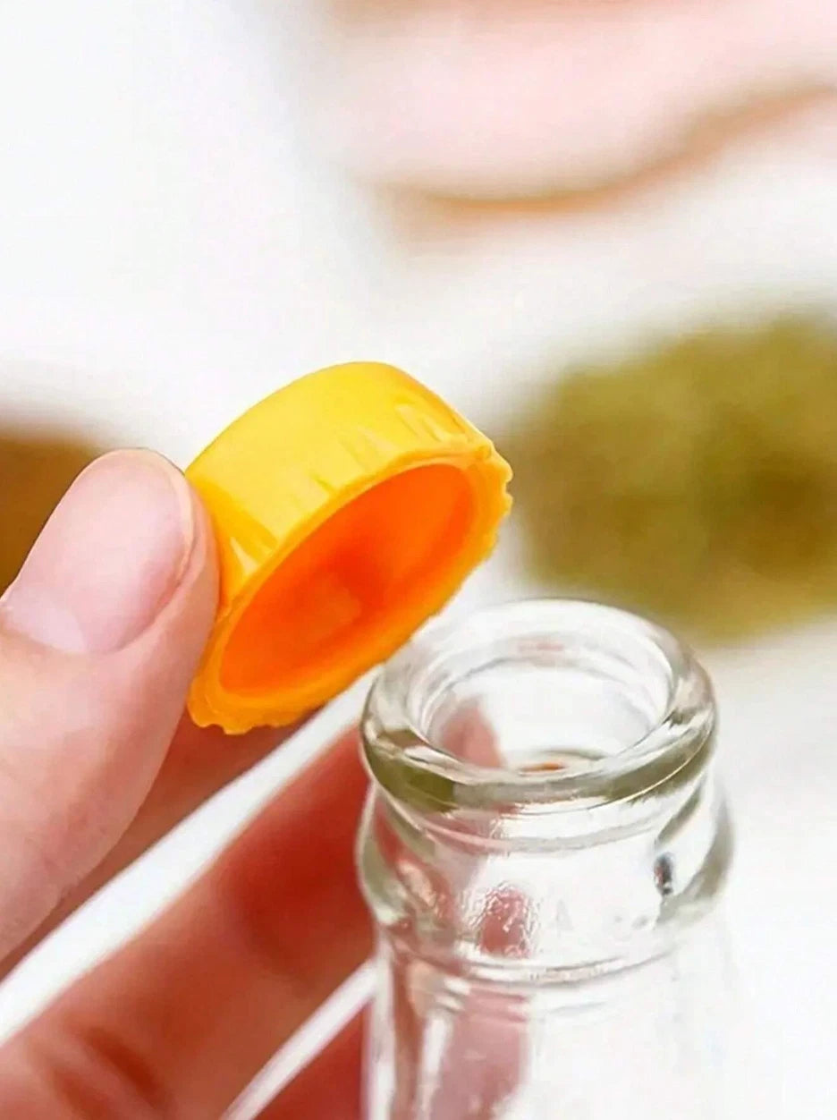 6 PCS Reusable Silicone Bottle Caps - Colorful Sealed Lids for Beverages - NEW