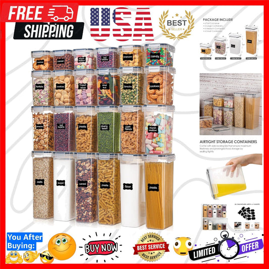 Airtight Food Storage Containers with Lids, 24 pcs Plastic Kitchen and Pantry...