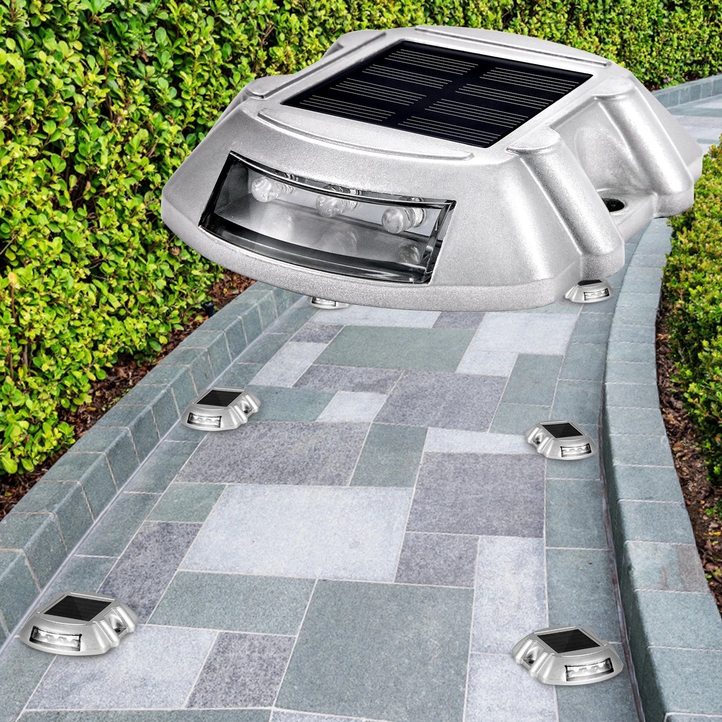 12 Pcs Solar Driveway Lights, IP68 Dock Light w/ Switch for Outdoor, White