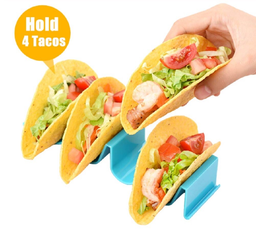 4-Pack Wave Taco Holder Stand – Stainless Steel Rack Tray for Mexican Cooking