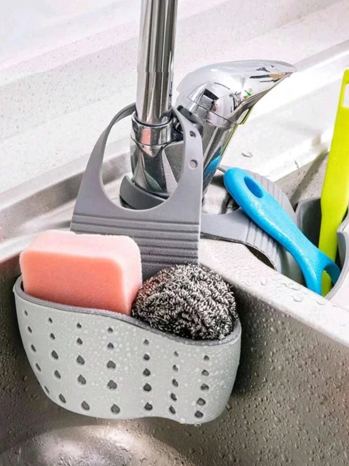 TPR Faucet Rack Two-Tone Sponge Holder for Kitchen Sink ? Modern Design