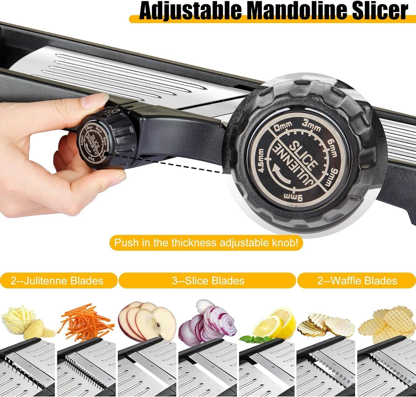 7-in-1 Adjustable Stainless Steel Mandoline Vegetable Food Slicer for Kitchen -