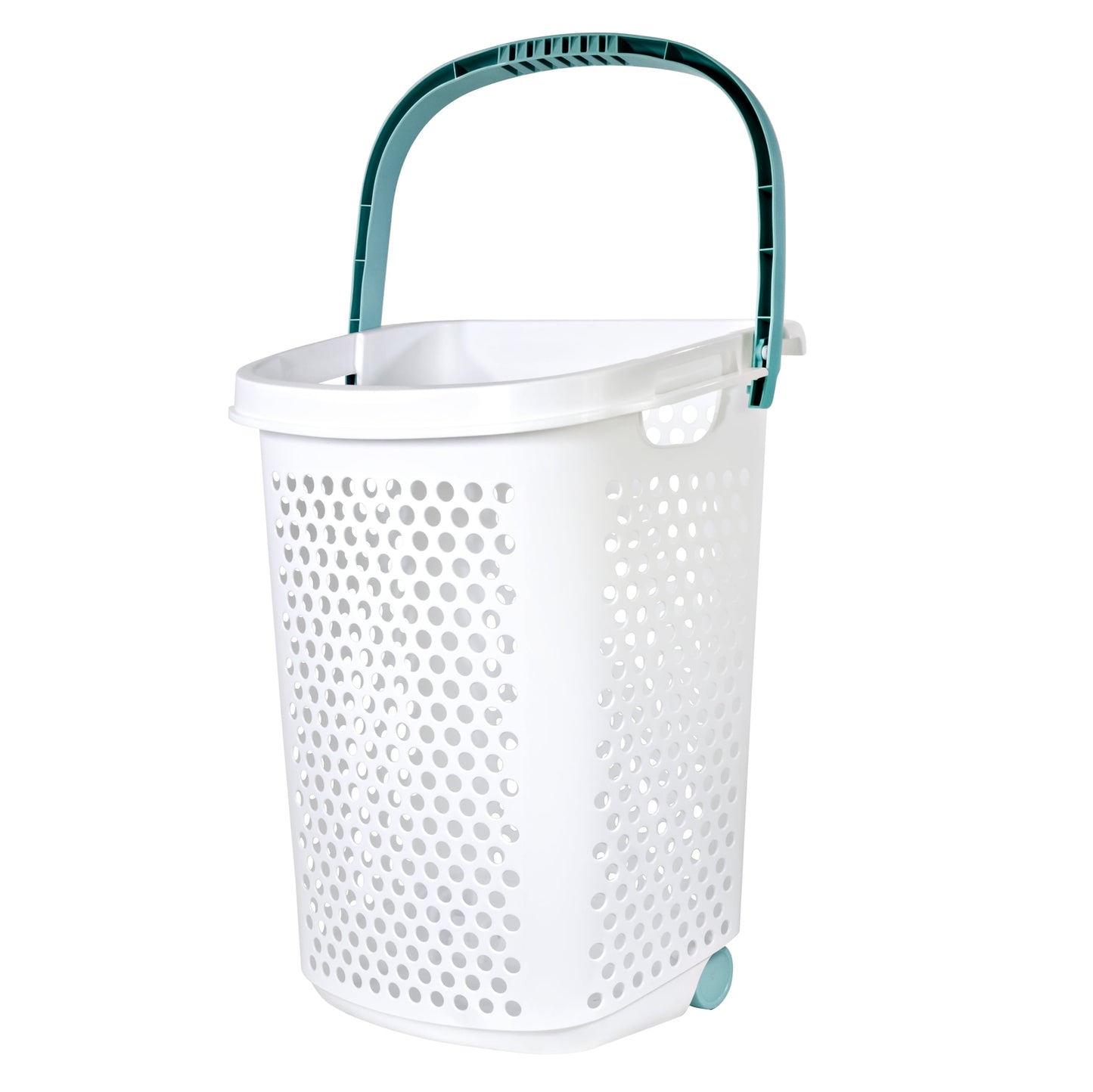 Home Logic 2 Bushel Rolling Plastic Laundry Hamper with Pop-up Handle,White,2 Pc