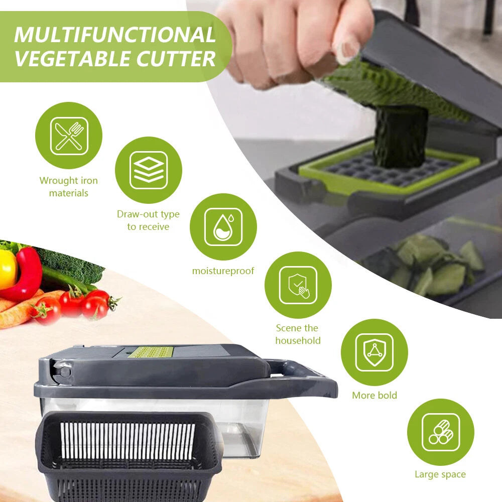 16-In-1 Vegetable Fruit Kitchen Chopper Cutter Food Onion Veggie Dicer Slicer US