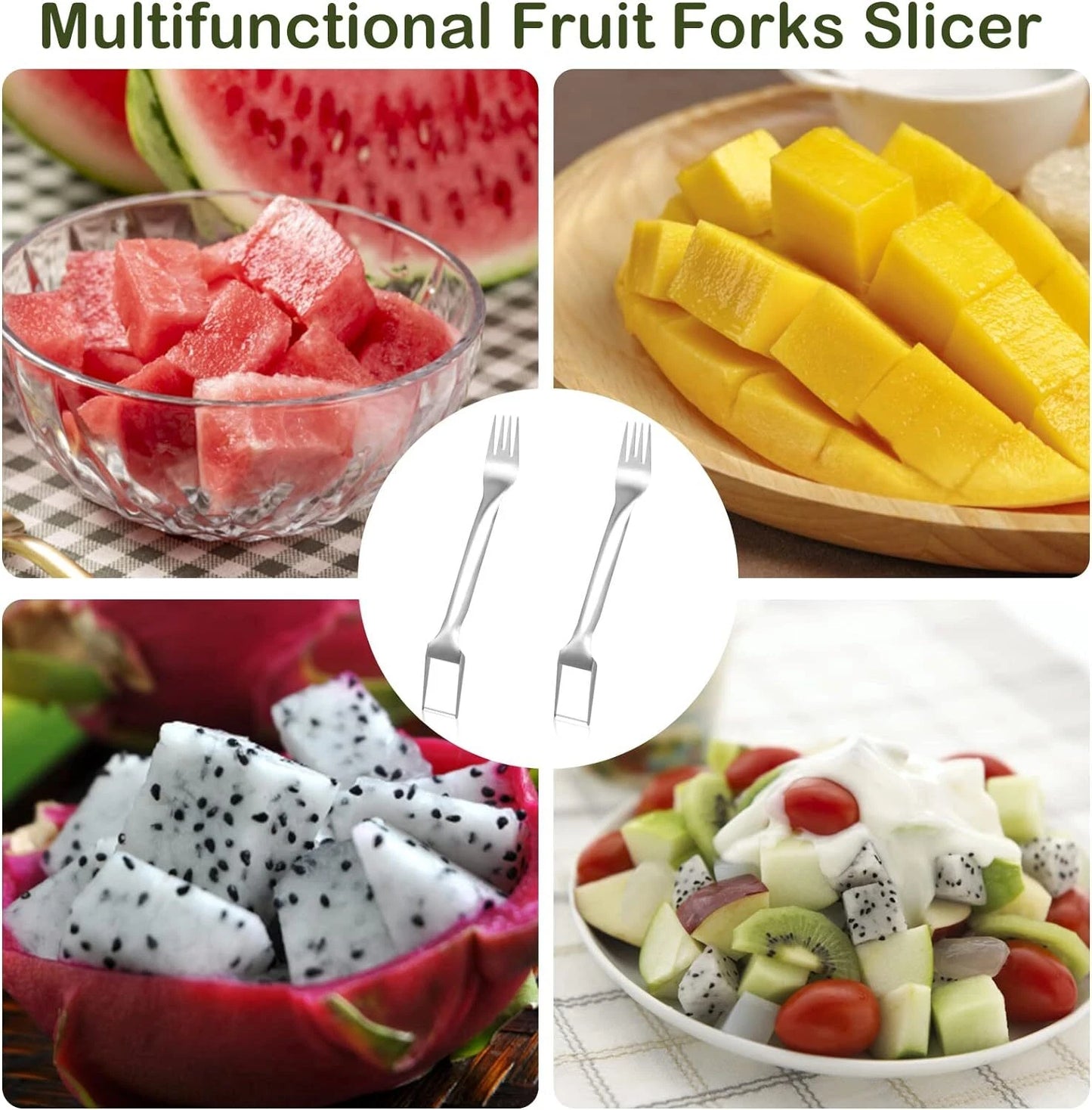 Watermelon Slicer Cutter 2-in-1 Fork Stainless Steel Fruit Cutting Artifact Lot