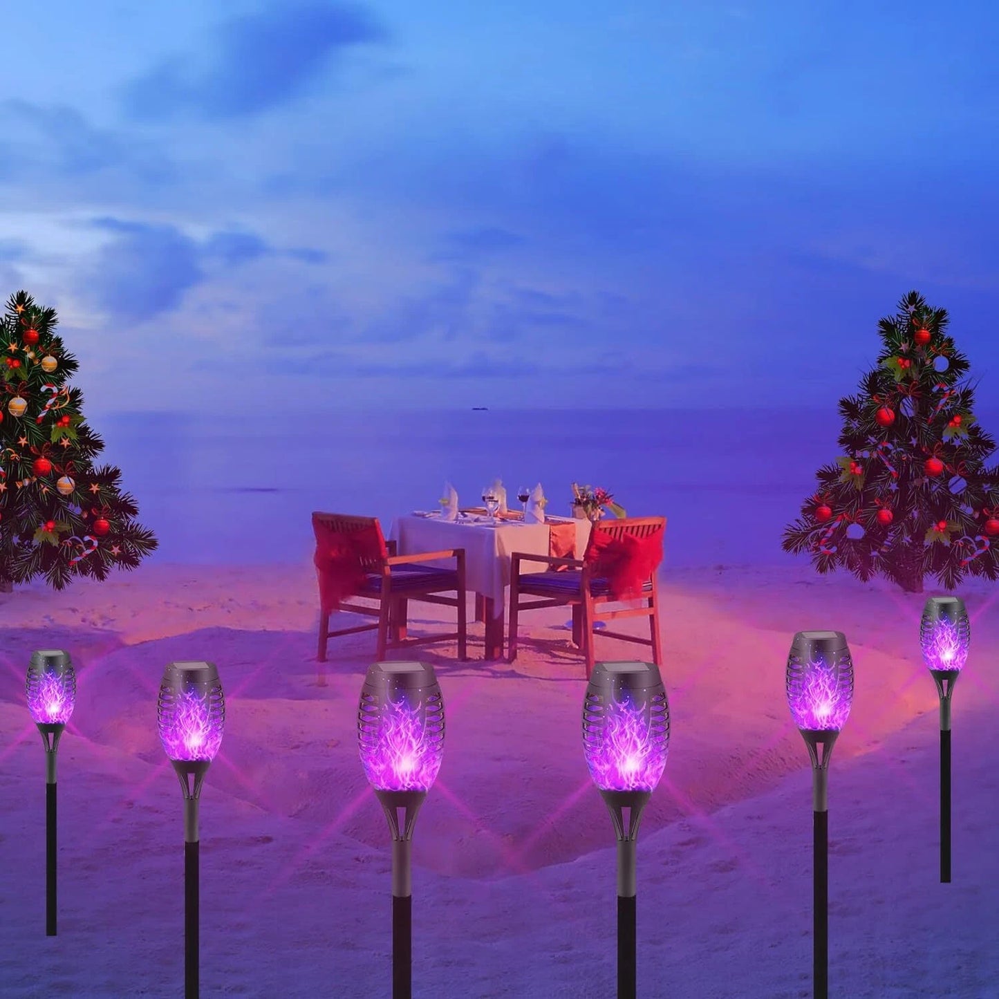 Solar Torch Lights with Flickering Flame Outdoor 12LED Tiki Torch Solar Lights