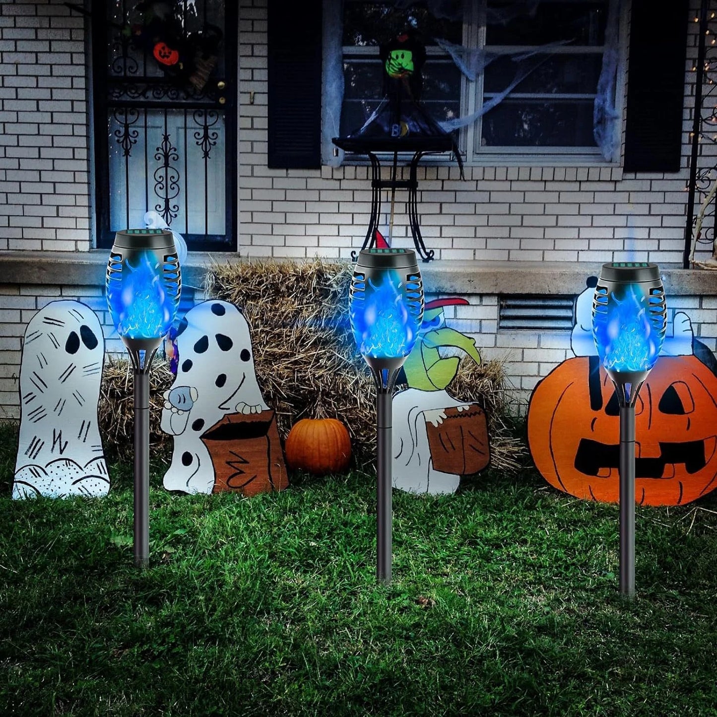 Solar Torch Lights with Flickering Flame Outdoor 12LED Tiki Torch Solar Lights