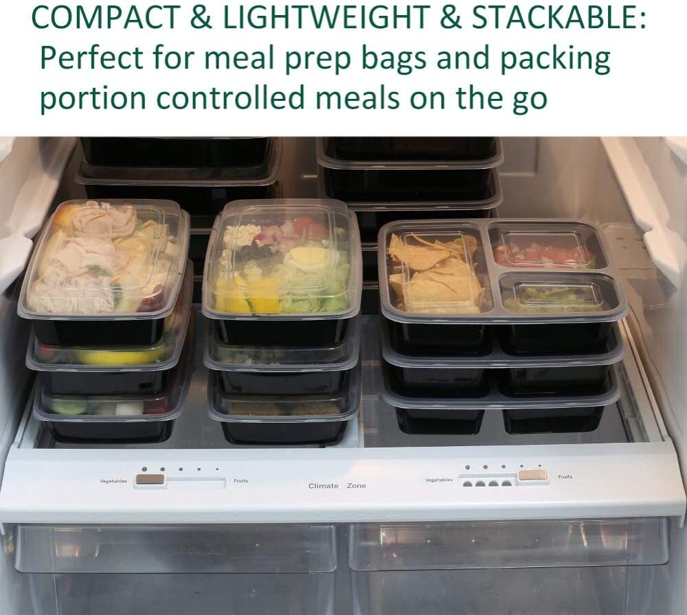 10 Pack Bento Box 32oz 3 Compartment Meal Prep Containers with Lids Food Storage