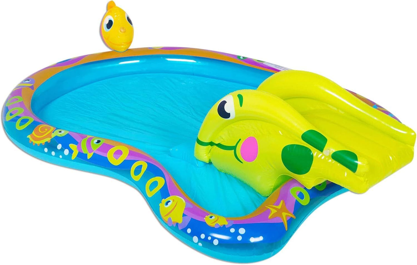 Shade 'N Slide Turtle Inflatable Outdoor Kiddie Splash Pool w Fish Sprinkler NEW