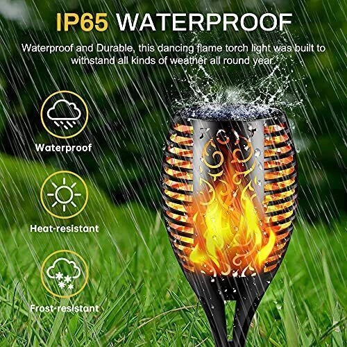 Solar Torch Lights with Flickering Flame Outdoor 12LED Tiki Torch Solar Lights