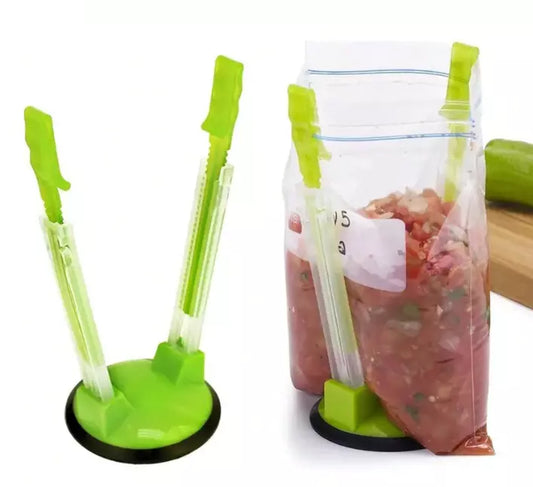 Adjustable Baggy Rack Stand - Hands-Free Plastic Bag Holder for Food Prep - NEW - Picture 1 of 10