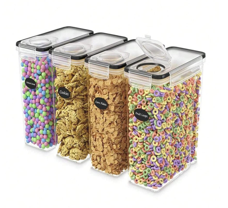 1pc 4?Pack Airtight Cereal Dispenser ? Clear Pantry Storage Canisters - NEW