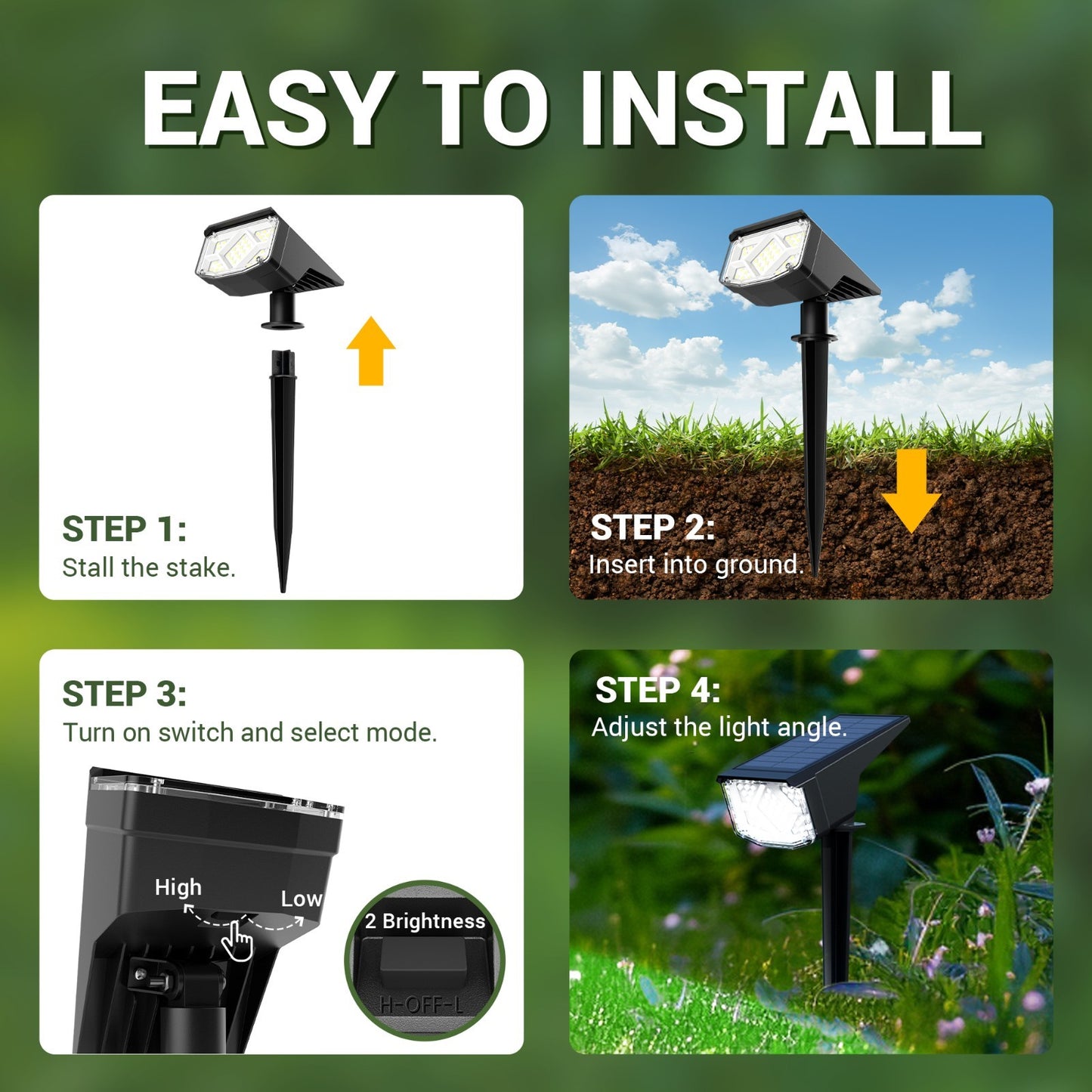 6/10 Pack Solar Spot Lights Outdoor Landscape Spotlights for Garden Cool White