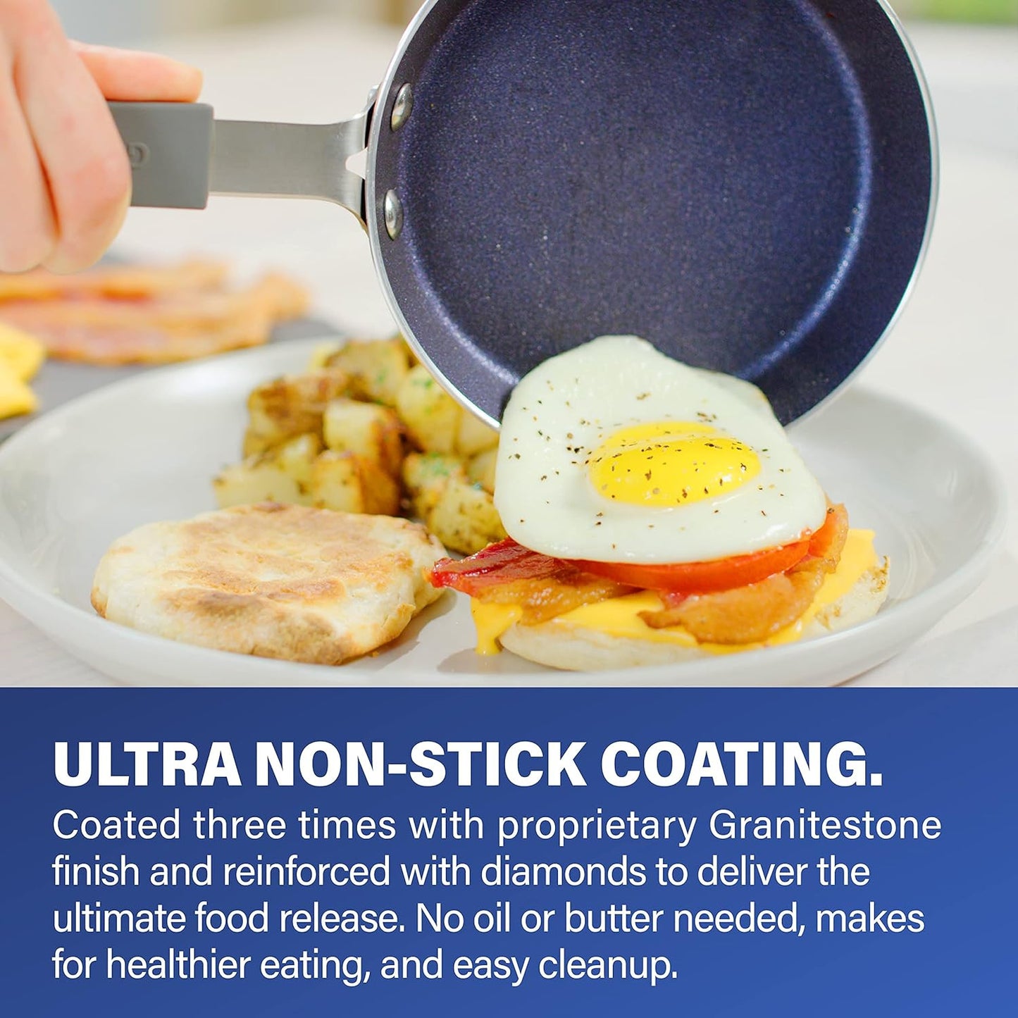Granitestone Blue Mini Nonstick Egg Pan & Omelet Pan – 5.5” Single Serve Egg Non