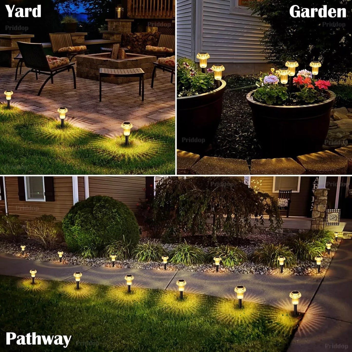8 Pack Solar Garden Lights Outdoor Waterproof Pathway LED Lights Landscape Yard
