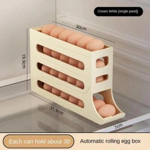 4-Tier Roll down Refrigerator Egg Dispenser Storage Rack Auto Rolling Egg Holder